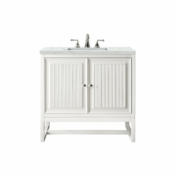 James Martin Vanities Athens 30in Single Vanity, Glossy White w/ 3 CM Ethereal Noctis Top E645-V30-GW-3ENC